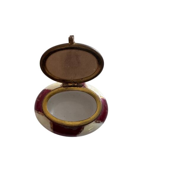 Antique Porcelain Trinket Jar w/ Lady Portrait – Hinged Lid Victorian Box - Picture 5 of 6